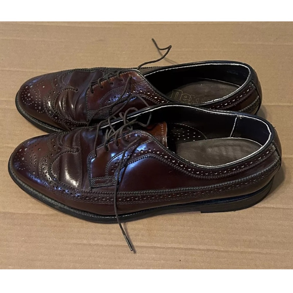 Vintage Dexter Men's Wingtip Oxford Dress Shoes Cognac Brown Leather Size 9.5WW